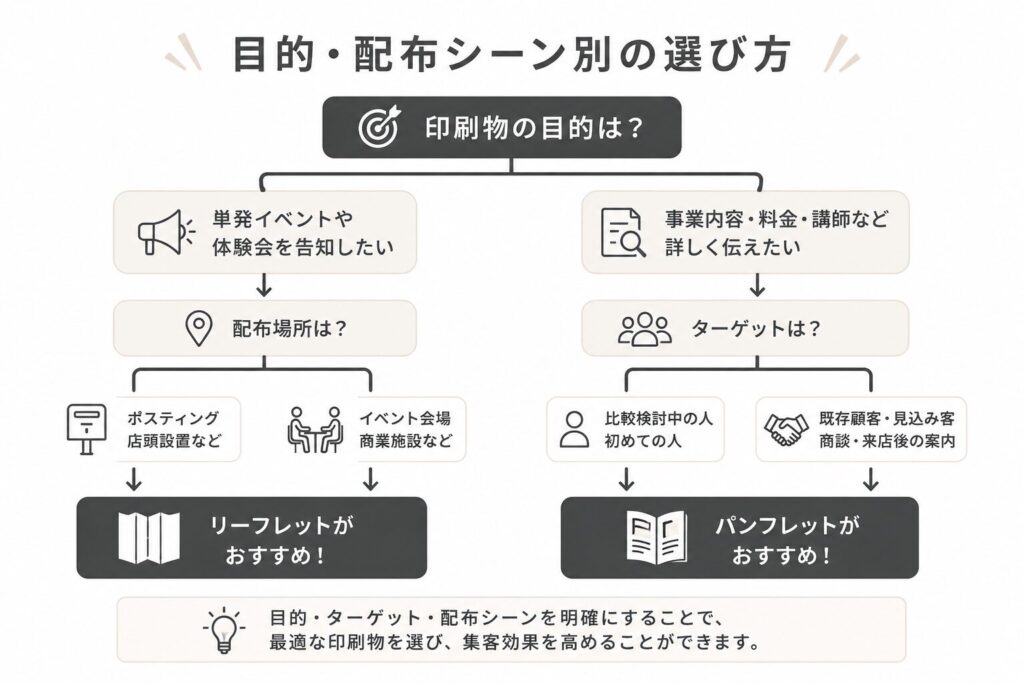 リーフレットやパンフレットの制作費用に含まれる工程を示した図