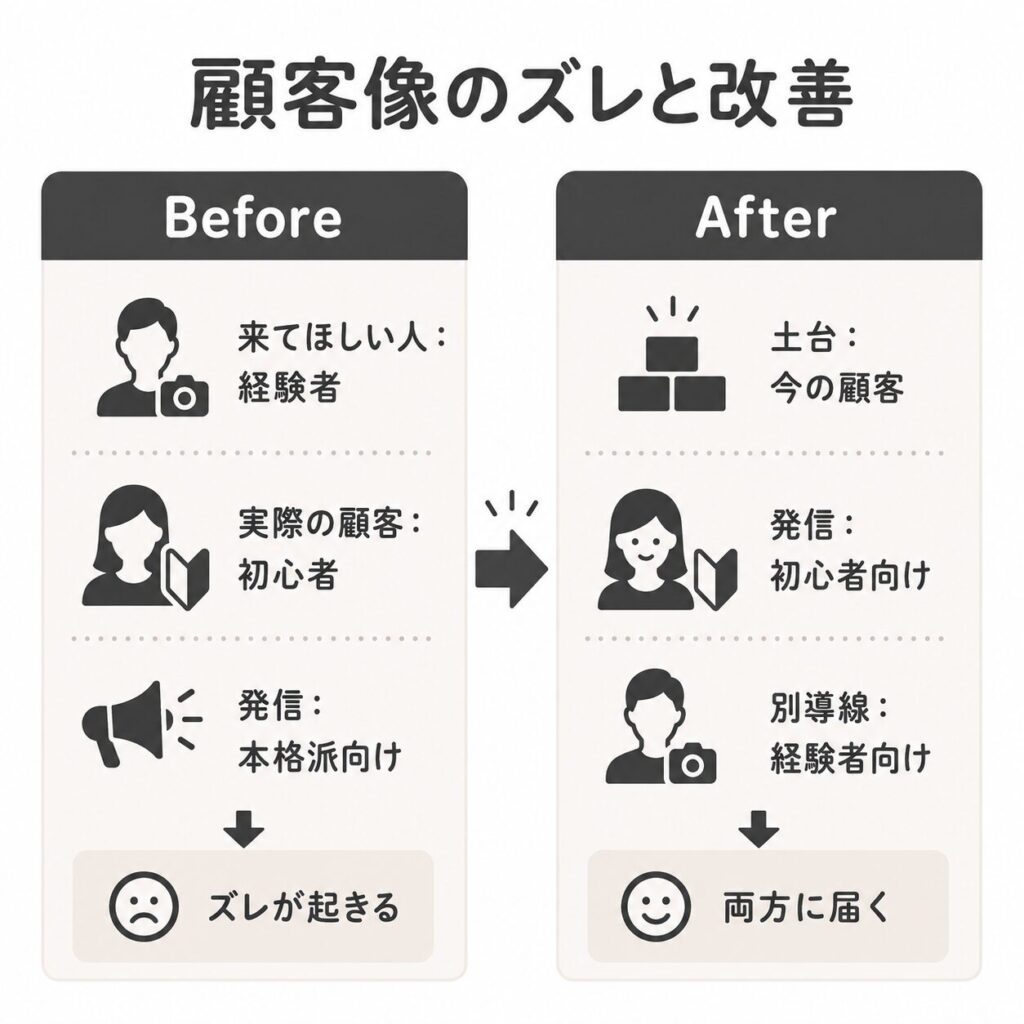 理想の顧客像と実際の顧客像のズレを改善するBefore After