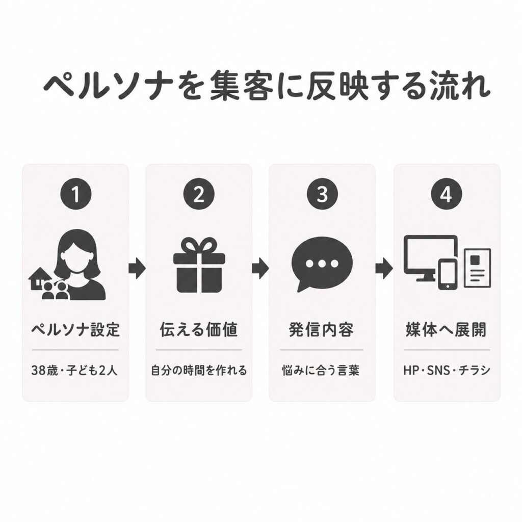 ペルソナをホームページやSNSなどの集客施策に反映する流れ