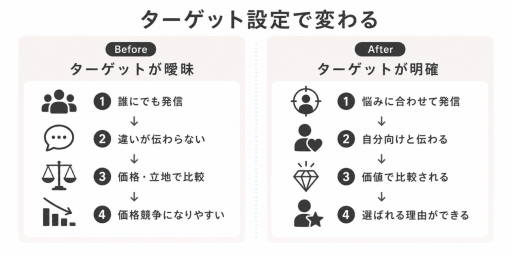 サロン集客におけるターゲットが曖昧な場合と明確な場合の違い
